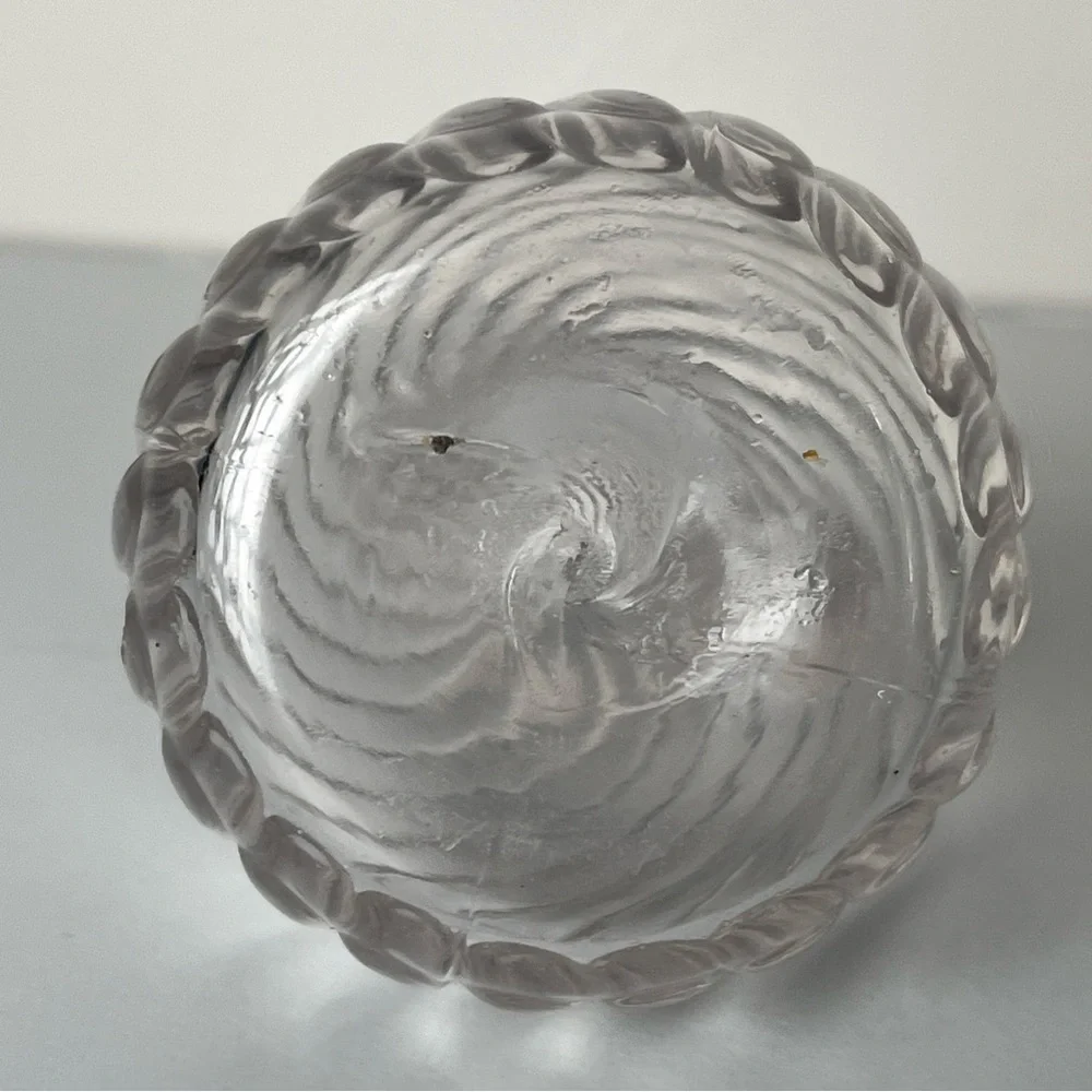 Vintage Clear Glass Oil /Vinegar Cruet Bottle With Swirl Pattern & Ball Stopper